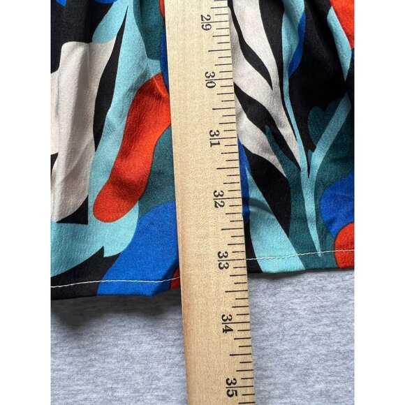 Jodifl Abstract Mini Dress Womens Small Colorful Ruffled Long Sleeve Tie Waist - Picture 9 of 10